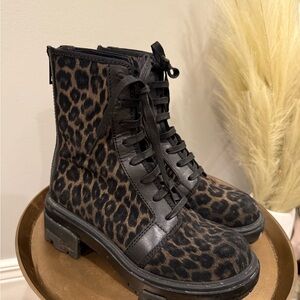 Rag & Bone Black and Brown Leopard Combat Boots